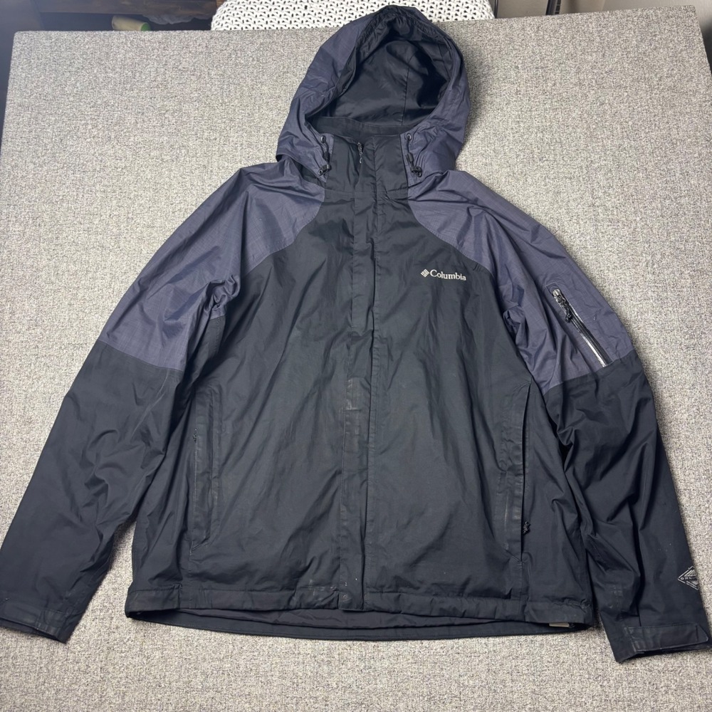 Columbia Jacket Mens XL Black Interchange Omni-Heat Omni-Tech Waterproof Hooded